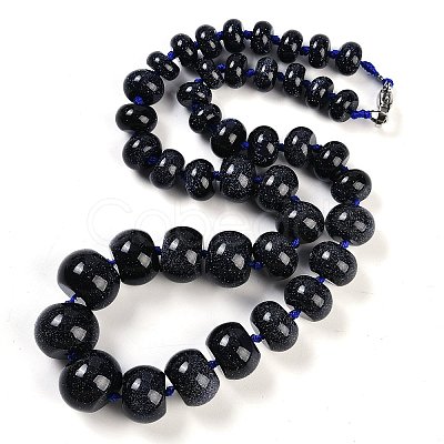 Synthetic Blue Goldstone Rondelle Graduated Beaded Necklaces for Women Men NJEW-K388-02A-1