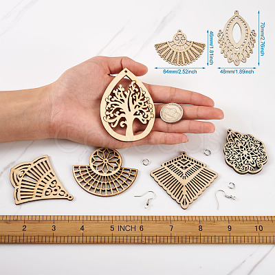 DIY 30 Pairs Natural Wooden Earring Making Kits DIY-TA0003-36P-1
