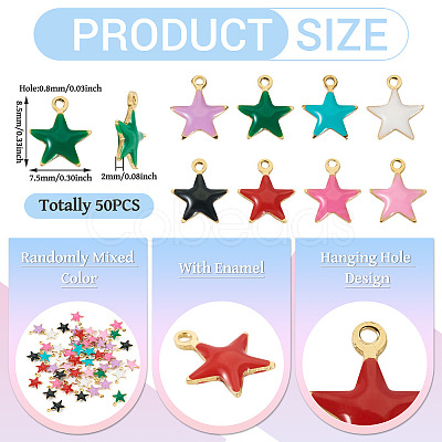 50Pcs 304 Stainless Steel Enamel Charms STAS-TA0003-32D-1