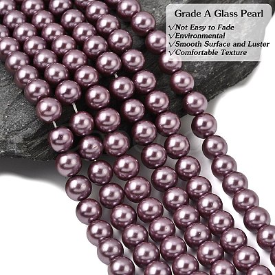 Eco-Friendly Dyed Glass Pearl Round Beads Strands HY-A002-8mm-RB062-1
