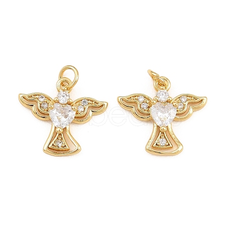 Brass Micro Pave Cubic Zirconia Charms KK-Q085-10G-02-1