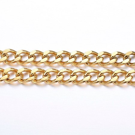 3.28 Feet Ion Plating(IP) 304 Stainless Steel Cuban Link Chains X-CHS-H020-06G-1