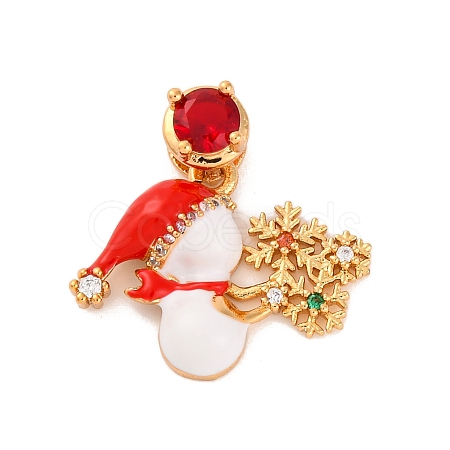 Christmas Theme Brass Micro Pave Cubic Zirconia Pendants KK-C076-27G-07-1