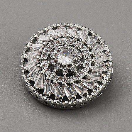 Brass with Cubic Zirconia Shank Buttons BUTT-WH0029-30-1