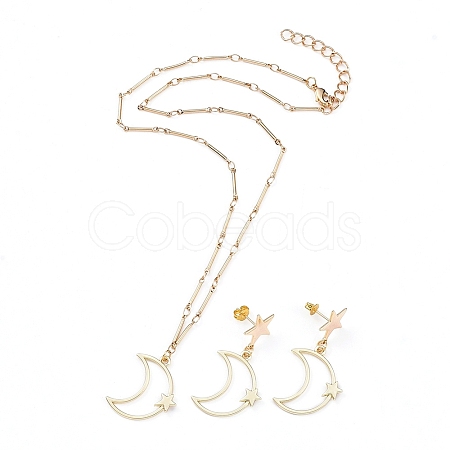 Pendant Necklace and Dangle Stud Earring Jewelry Sets SJEW-JS01084-01-1