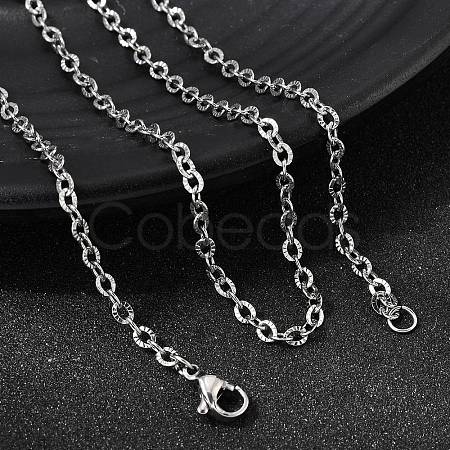 12Pcs 2.8MM 304 Stainless Steel Textured Cable Chain Necklaces for Men Women NJEW-H093-18P-01-1