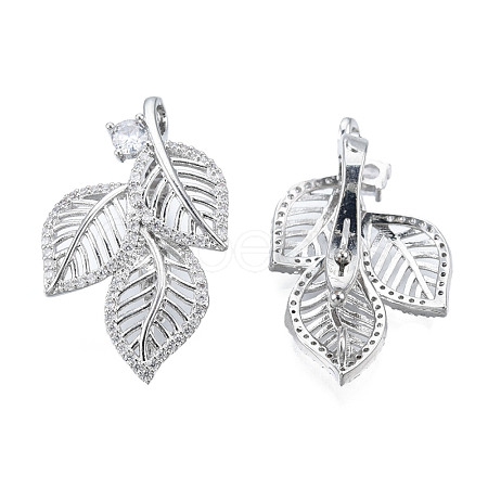 Brass Micro Pave Clear Cubic Zirconia Twister Clasps KK-N233-402P-1