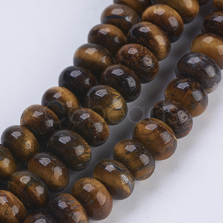 Grade AB Natural Tiger Eye Beads Strands G-P354-02-6x4mm-1
