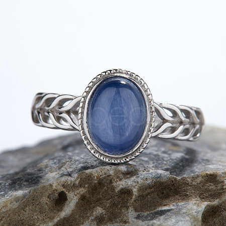925 Sterling Silver with Natural Kyanite Finger Rings WGB2E64-02-1