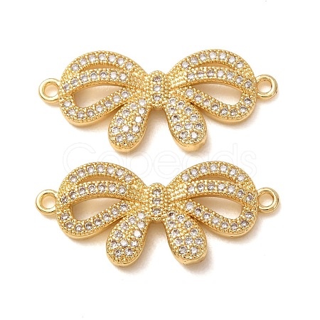 Brass Micro Pave Clear Cubic Zirconia Connector Charms CU-CBA4579-21G-1