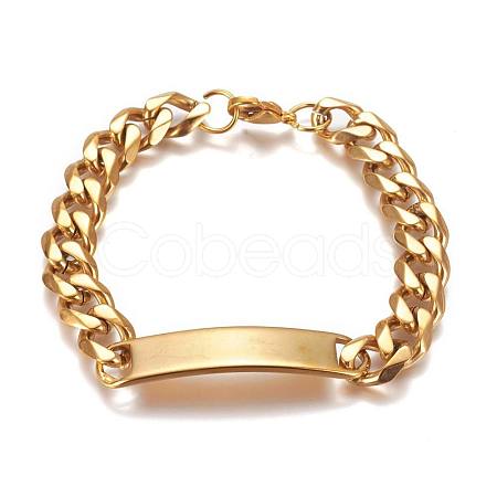 304 Stainless Steel Cuban Link Chain Bracelets BJEW-L661-02G-1
