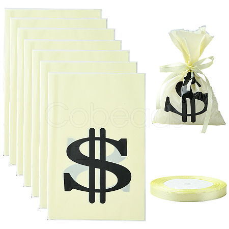 100Pcs OPP Cellophane Black Dollar Sign Packaging Bags ABAG-SP0001-44-1