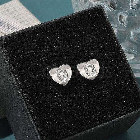 Rack Plating Brass Micro Pave Clear Cubic Zirconia Stud Earrings EJEW-K299-01P-Q-1