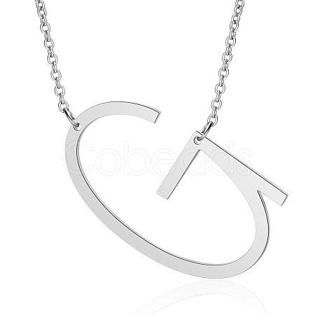 Non-Tarnish 201 Stainless Steel Initial Pendants Necklaces NJEW-S069-JN003D-G-1