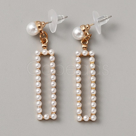 Plastic Imitation Pearl Beaded Geometric Dangle Stud Earrings EJEW-WH0013-57D-1