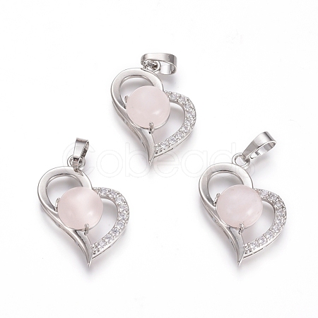 Natural Rose Quartz Pendants X-G-L512-O13-1