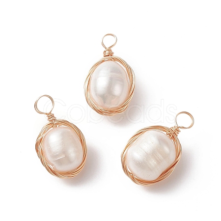 Natural Cultured Freshwater Pearl Pendants PALLOY-JF01979-02-1