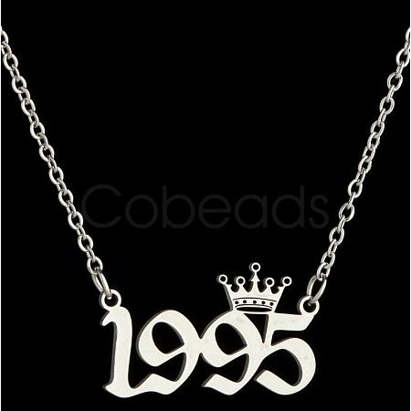 Crown Birth Year 201 Stainless Steel Pendant Necklaces for Women FS-WG4E8F2-56-1