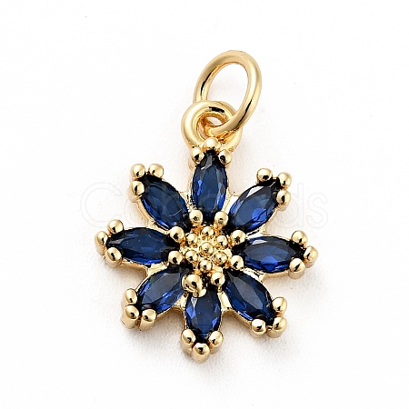 Rack Plating Brass Micro Pave Cubic Zirconia Charms X-ZIRC-F129-34C-G-1