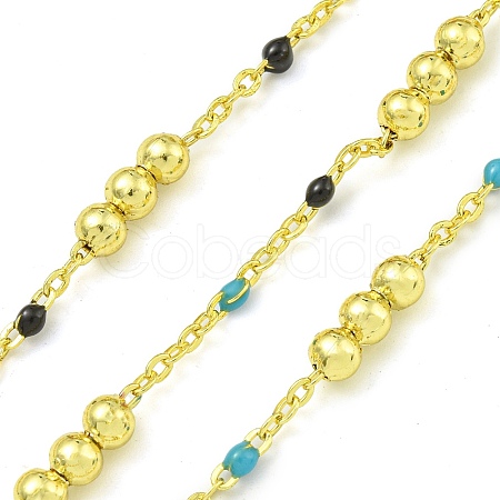 Brass Enamel Round Beaded Link Chain CHC-G022-07G-09-1