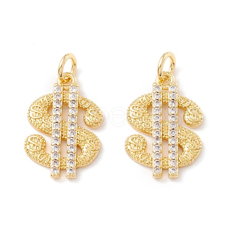 Brass Micro Pave Clear Cubic Zirconia Pendants ZIRC-P098-07G-1