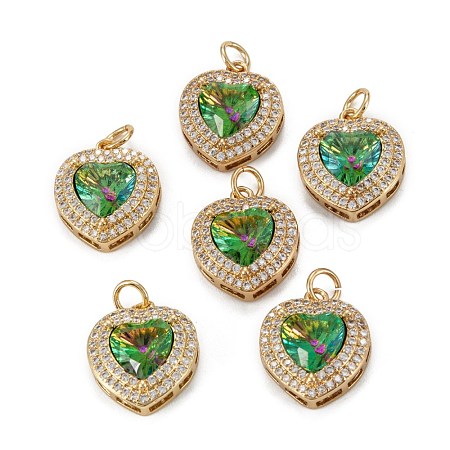 Brass Micro Pave Cubic Zirconia Pendants KK-G404-A-01C-G-1