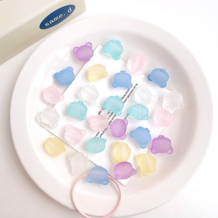 Rubberized Style Transparent Acrylic Beads OACR-L016-08-1