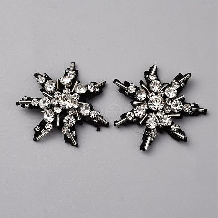 Glass Crystal Rhinestone Sew on Cloth Patches PATC-WH0008-226B-1