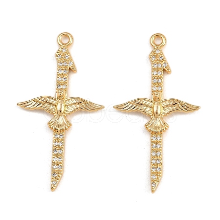 Brass Micro Pave Cubic Zirconia Pendants KK-F910-18G-1