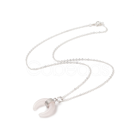 Natural Rose Quartz Geometric Pendant Necklace NJEW-JN04239-06-1