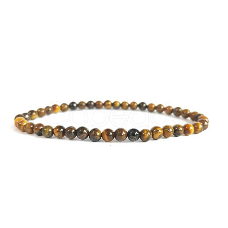 4mm Round Natural Tiger Eye Beads Bracelet for Men KG3069-34-1