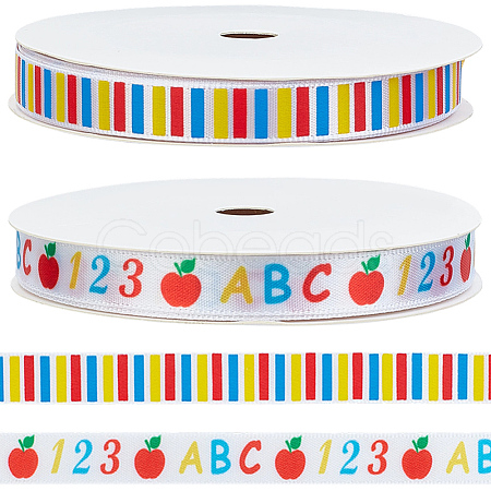 2 Rolls 2 Styles Back to School Polyester Ribbon OCOR-CY0003-75B-1