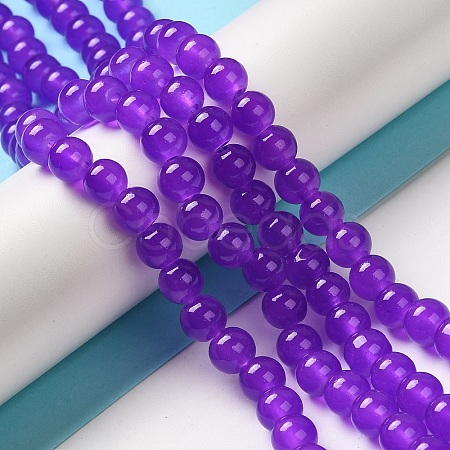 Baking Paint Imitation Jade Glass Round Bead Strands X-DGLA-Q021-8mm-27-1