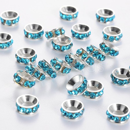 Brass Rhinestone Spacer Beads RB-A020-7mm-03S-1