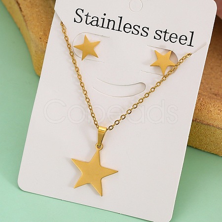 Stainless Steel Pendant Necklaces & Stud Earrings Sets FS-WG1A0DB-07-1