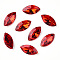 Pointed Back Glass Rhinestone Cabochons, Back Plated, Faceted, Horse Eye, Light Siam, 18x9x5mm