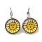 Sun Glass Leverback Earrings with Brass Earring Pins, Gold, 29mm