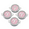 Alloy Enamel Links Connectors, with Crystal Rhinestones, Flat Round with Letter, Silver Color Plated, Letter.Y, 22x16x2mm, Hole: 1.8mm