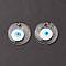 Handmade Lampwork Evil Eye Pendants, Flat Round, Clear, 50x8~10mm, Hole: 4.5~5.5mm