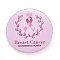 Breast Cancer Awareness Month Tinplate Brooch Pin, Pink Flat Round Badge for Clothing Bags Jackets, Platinum, Leaf Pattern, 44x7mm