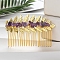 Leaf Natural Amethyst Chips Hair Combs, with Iron Combs, Hair Accessories for Women Girls, 45x80x10mm