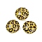 Handmade Porcelain Beads, Flat Round with Leopard, Famille Rose Porcelain, Gold, 18.5x9~10mm, Hole: 1.6mm