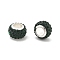 Rondelle Polymer Clay European Beads, Large Hole Beads, with Rhinestone & Alloy Core, Dark Green, 11.5x7.5mm, Hole: 5mm