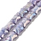 Electroplate Glass Beads Strands, Rainbow Plated, Faceted, Bamboo, Medium Purple, 11x8.5x5.5mm, Hole: 1.4mm, about 40pcs/strand, 16.54''(42cm)