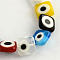 Square Handmade Evil Eye Lampwork Beads, Mixed Color, 8x8x3mm, Hole: 0.5mm, about 48pcs/strand, 14.5 inch