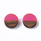 Resin & Wood Cabochons, Flat Round, Fuchsia, 10x2.5~4mm