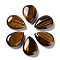 Natural Tiger Eye Pendants, Teardrop Charms, 22.5~25x17~18x7mm, Hole: 1.6mm