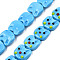 Handmade Lampwork Beads, Cat's Head, Light Sky Blue, 15~16x16~16.5x7mm, Hole: 1.2mm, about 25pcs/strand, 14.37 inch(36.5cm)