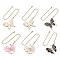 6Pcs 6 Style Butterfly Alloy Rhinestone Ceiling Fan Pull Chain Extenders, with 304 Stainless Steel Ball Chains, Mixed Color, 367~372mm, 1pc/style