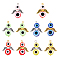 SUPERFINDINGS 5 Sets Evil Eye Resin Bead Pendants, Angel Charms with Antique Silver & Antique Golden Plated Alloy Wings, Mixed Color, 25.5x20x5~5.5mm, Hole: 1.6mm, 10pcs/set